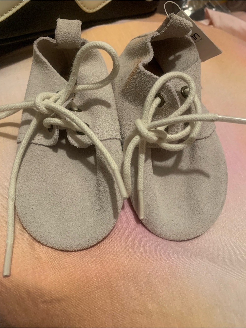Children's Suede Lace-Up Moccasins in Light Beige